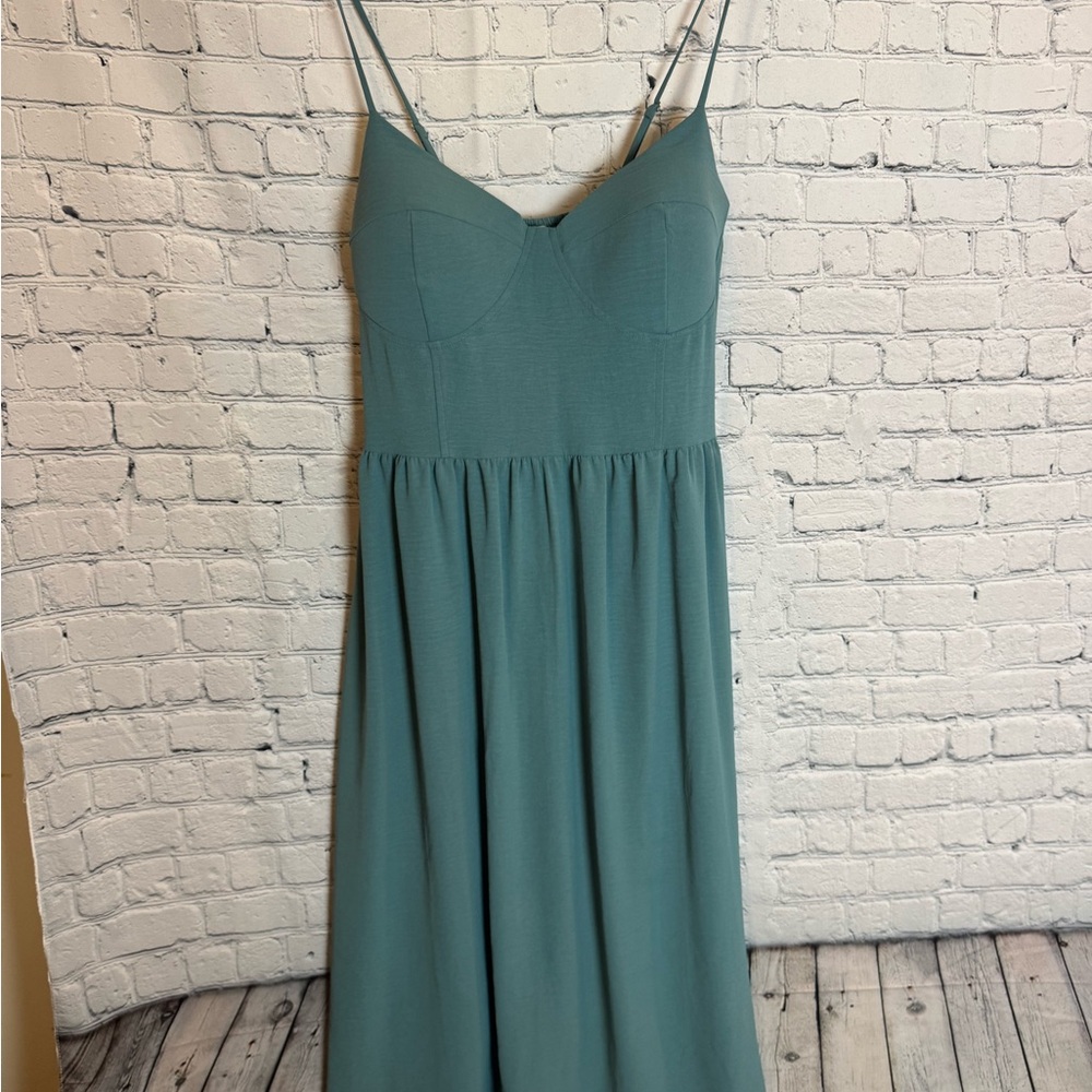 Elegant Teal Spaghetti Strap Dress